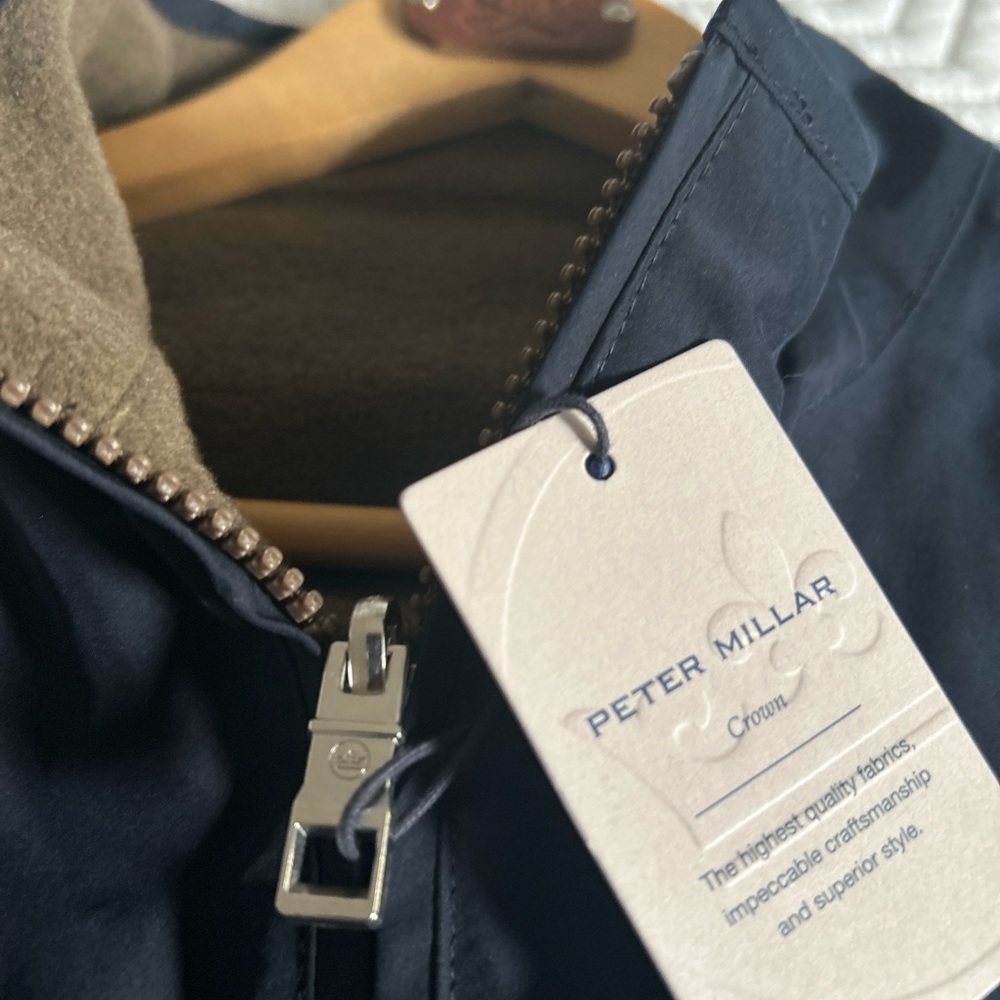 Peter Millar Men’s Large Navy/Tan Fleece Crown Reversible Vest